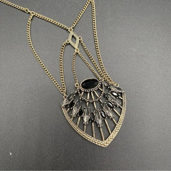 BCBGeneration NWT Tribal Black and Grey Statement Necklace - Picture 5 of 17